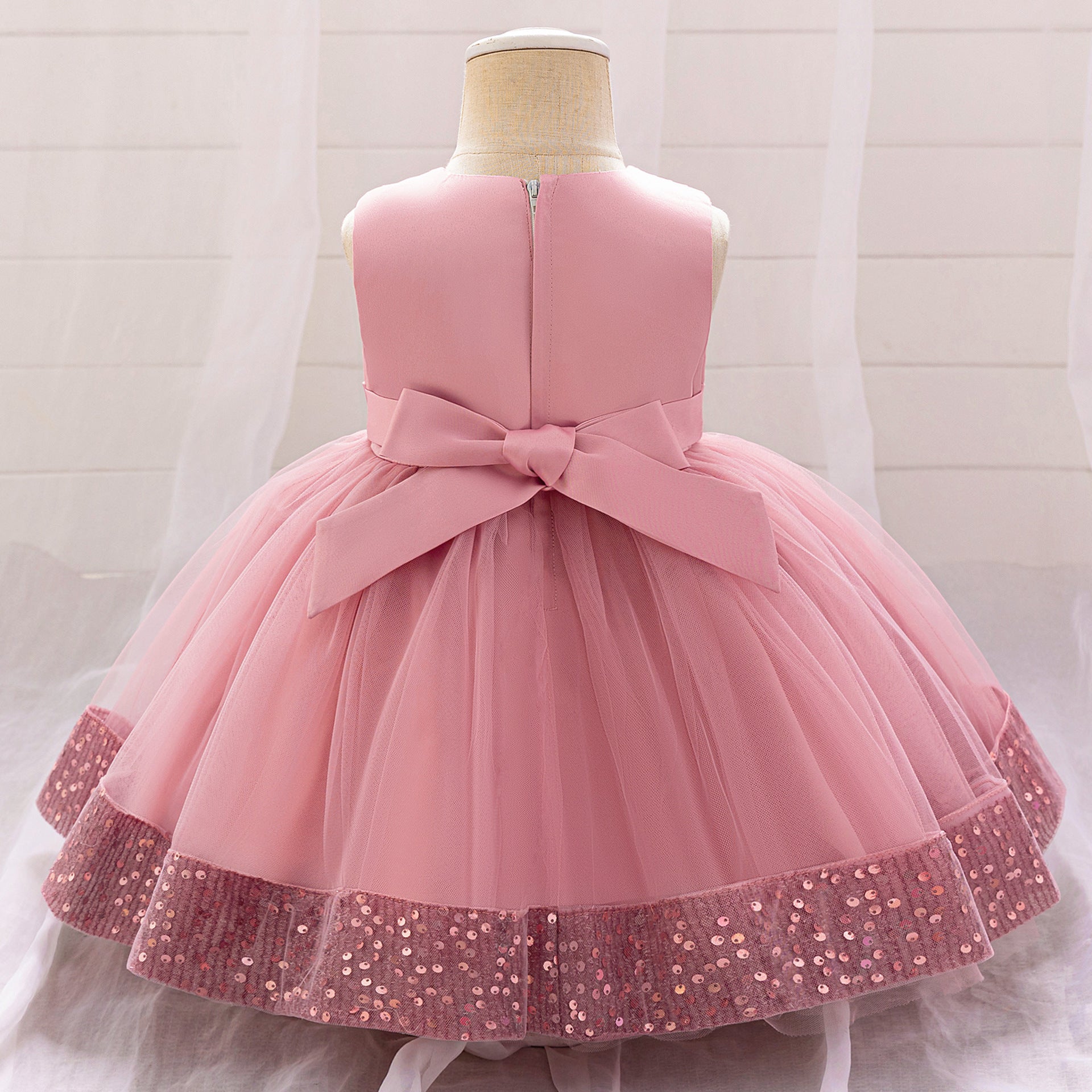 Cute Puffy Mesh Sequin Ball Gown for Toddlers – Party & Flower Girl Dress