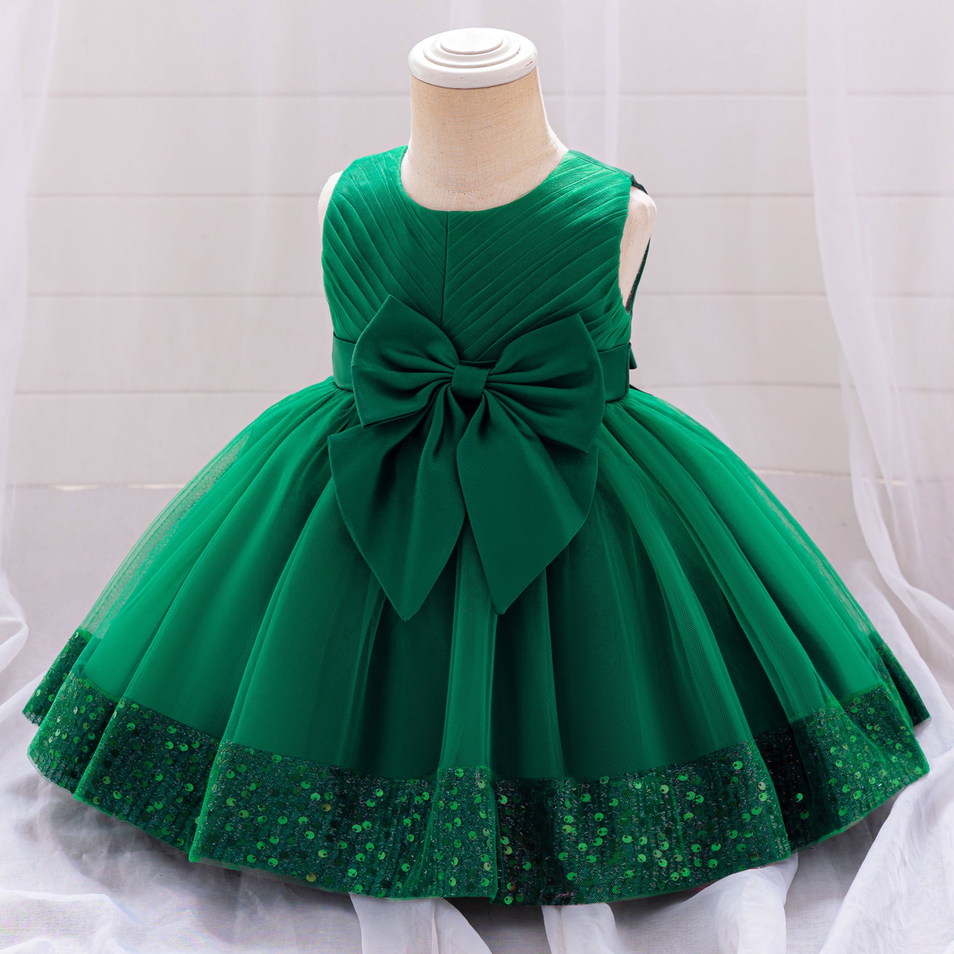 Cute Puffy Mesh Sequin Ball Gown for Toddlers – Party & Flower Girl Dress