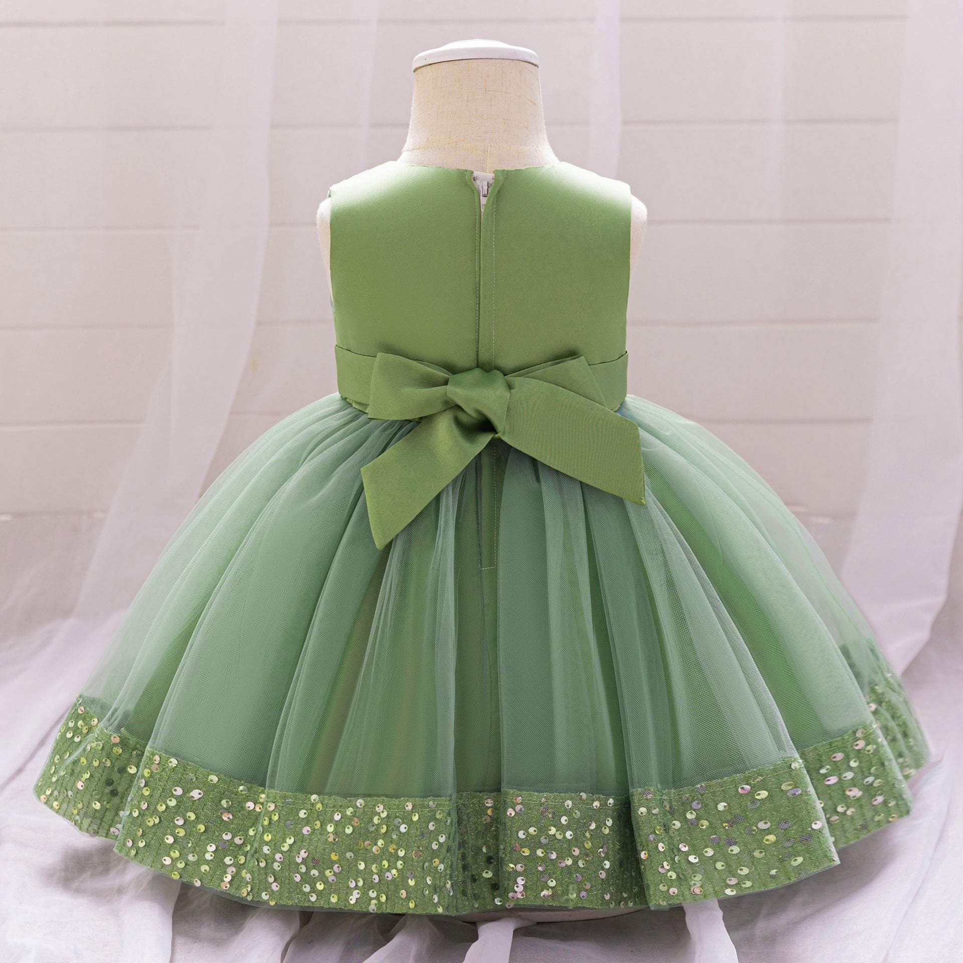 Cute Puffy Mesh Sequin Ball Gown for Toddlers – Party & Flower Girl Dress