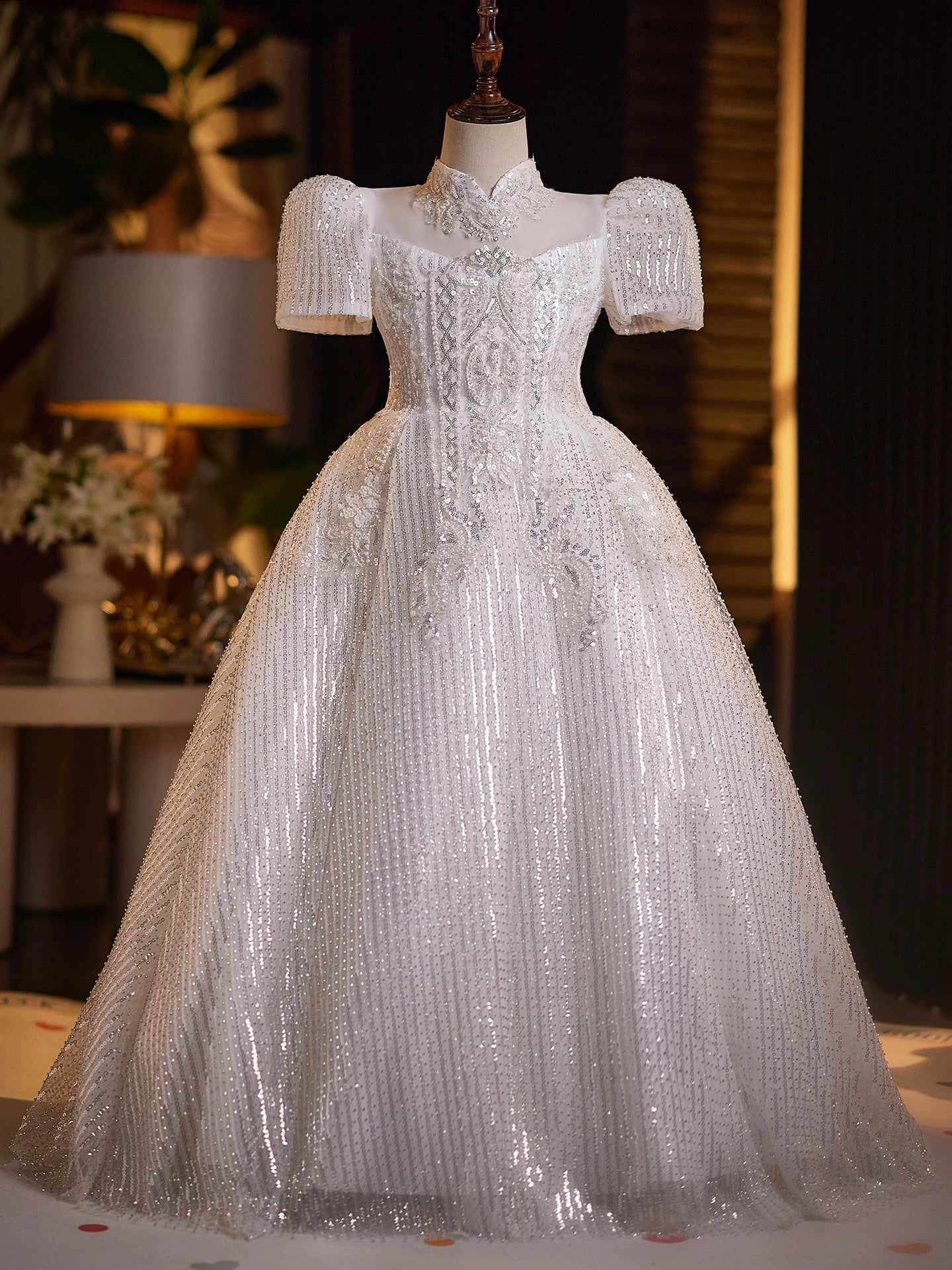 White Sequin Maxi Dress for Girls – Flower Girl & Party Gown Ages 3-12