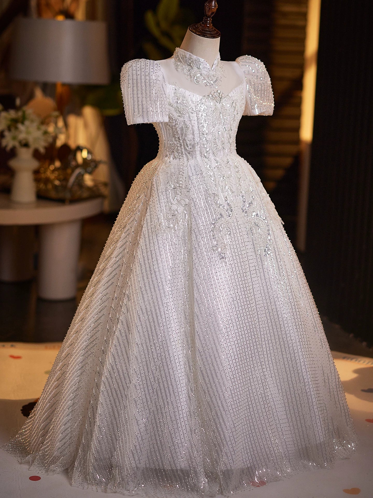 White Sequin Maxi Dress for Girls – Flower Girl & Party Gown Ages 3-12