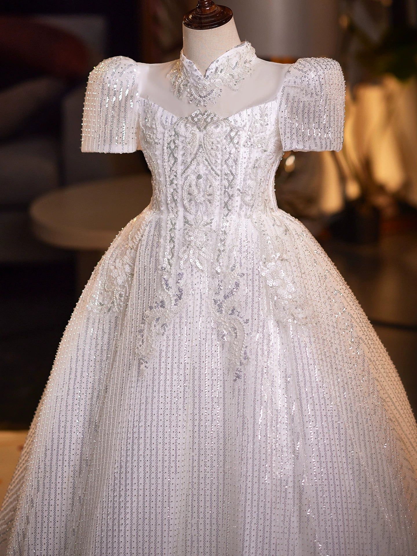 White Sequin Maxi Dress for Girls – Flower Girl & Party Gown Ages 3-12