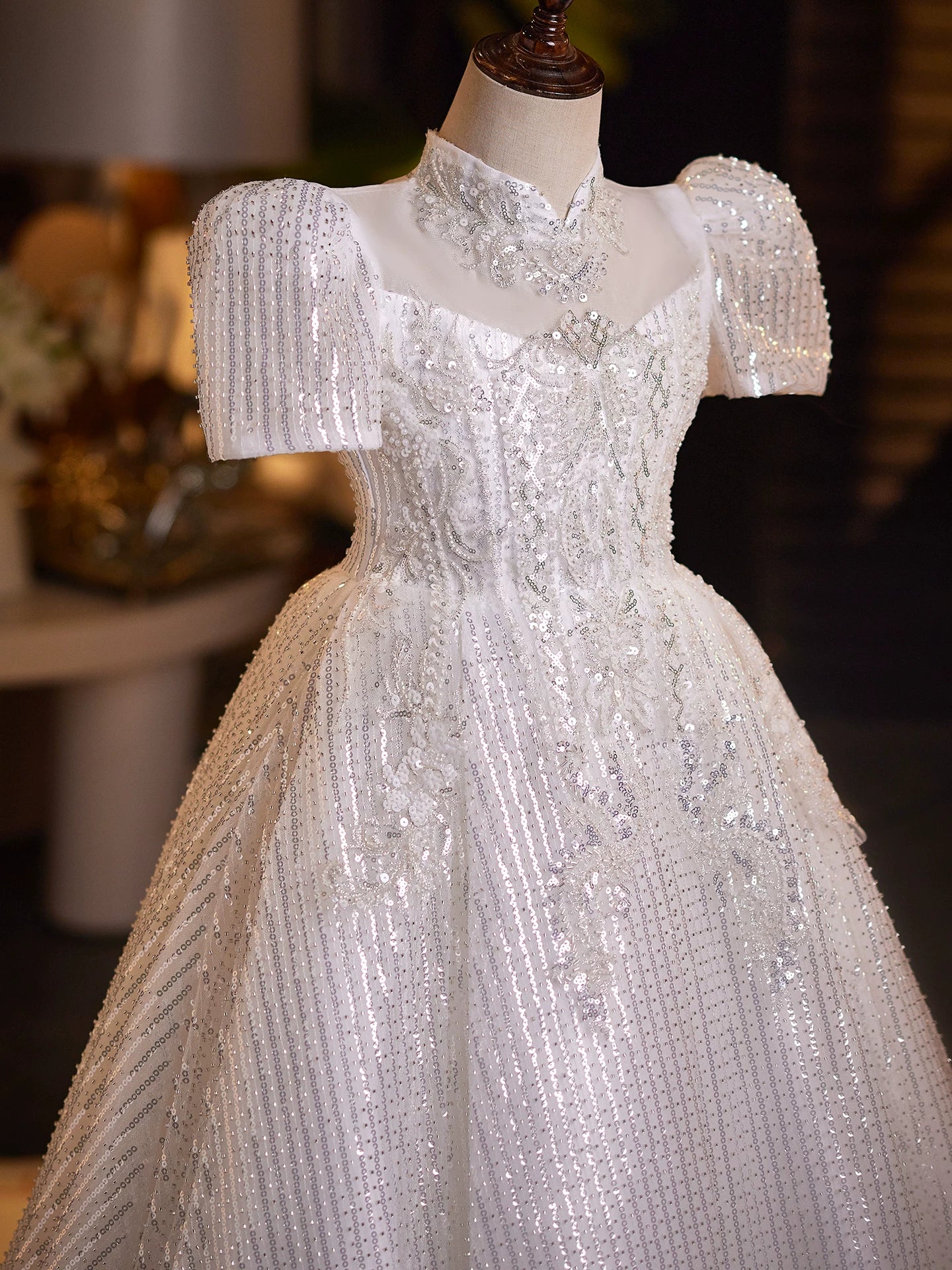 White Sequin Maxi Dress for Girls – Flower Girl & Party Gown Ages 3-12