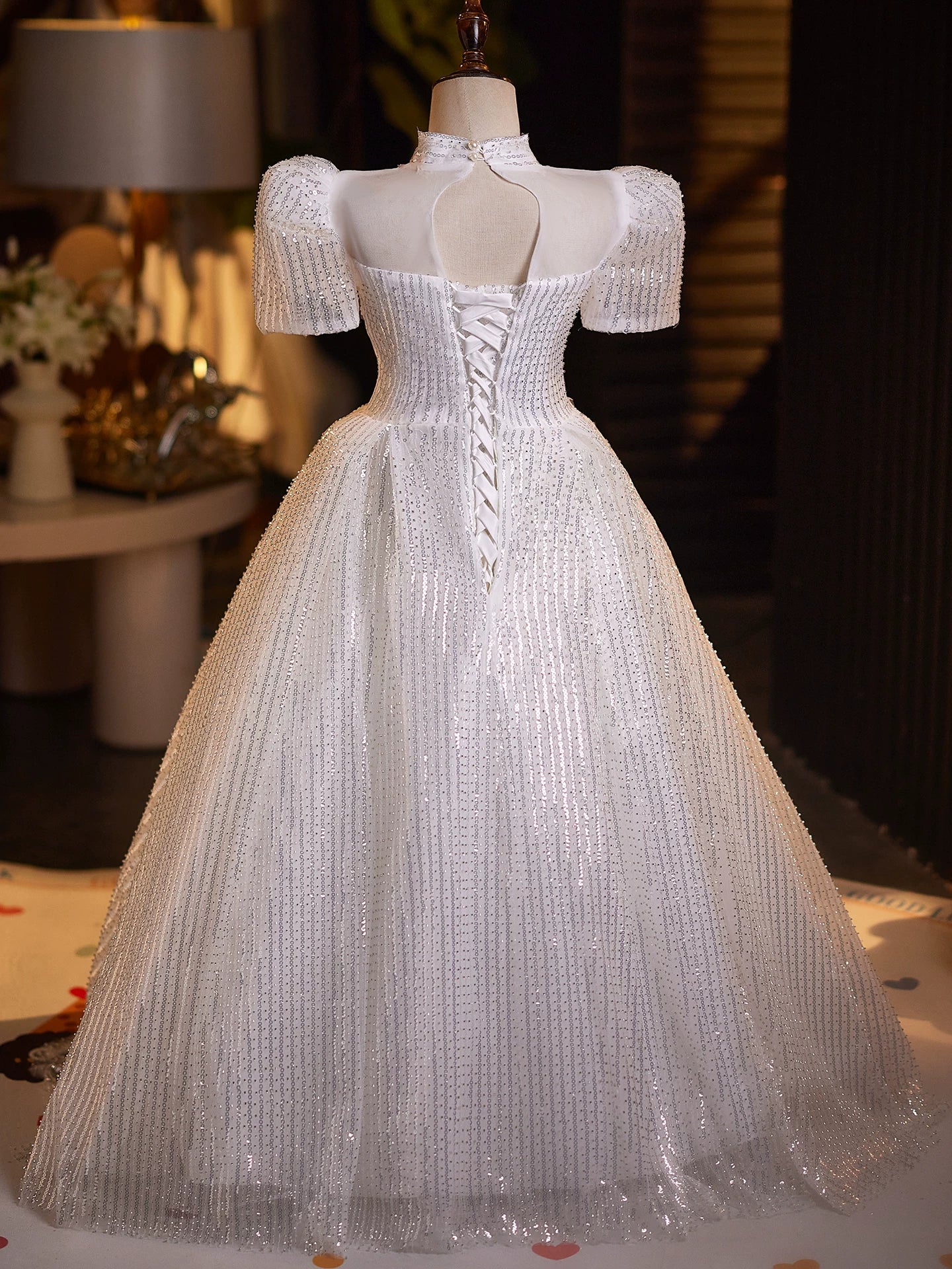 White Sequin Maxi Dress for Girls – Flower Girl & Party Gown Ages 3-12