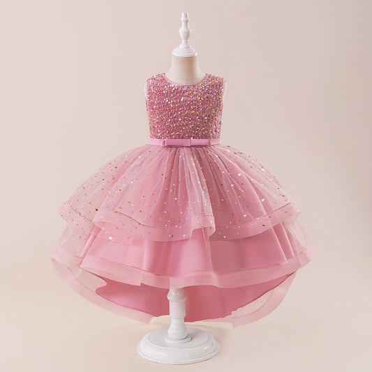 Cute Sequin Ball Gown Puffy Princess Dress for Girls (3-12 Years) - High-Low Tulle Party Dress