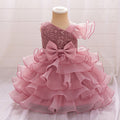Sequin Pink Puff Sleeve Princess Dress for Girls