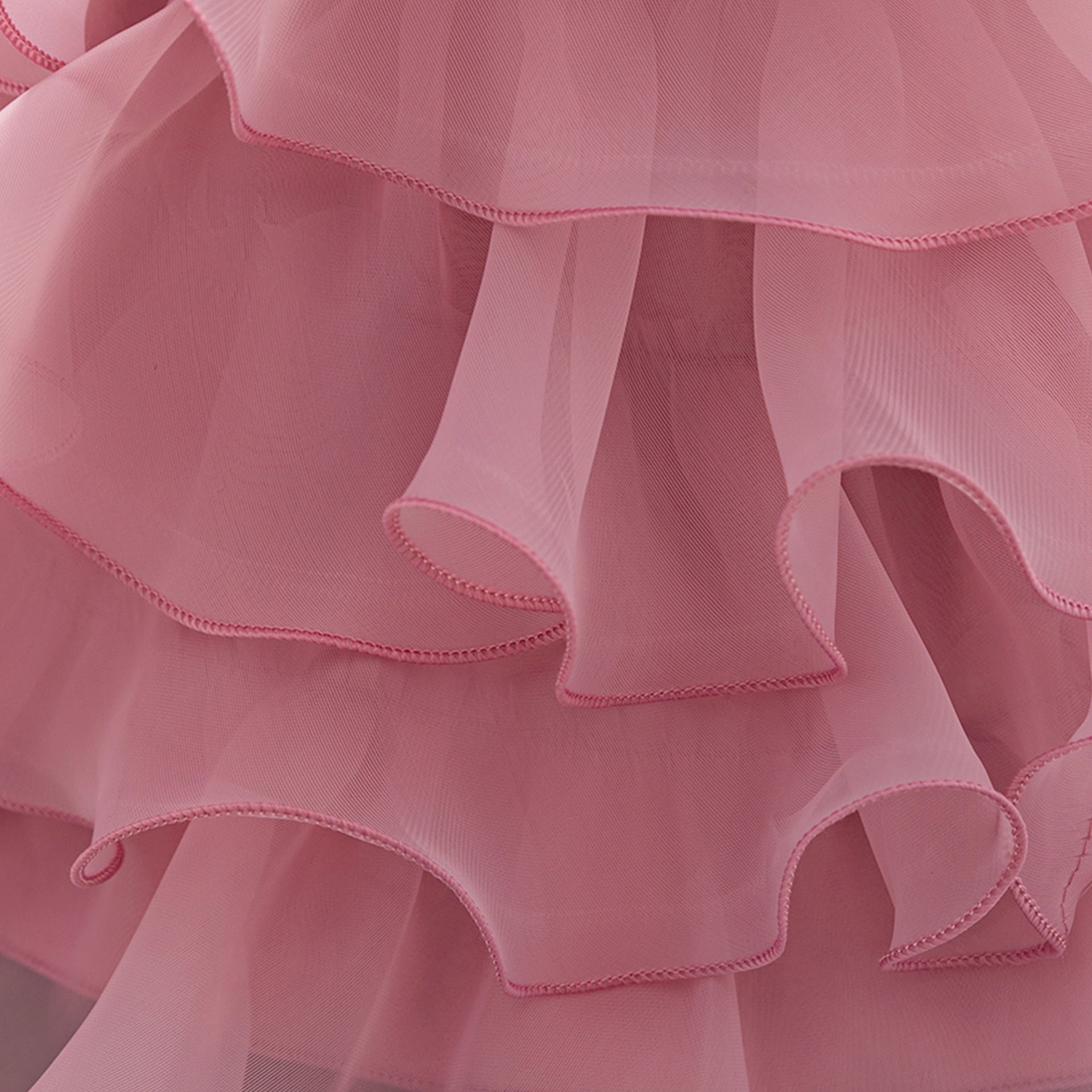 Pink Sequin Puffy Sleeve Ball Gown Dress for Girls - Party, Wedding, Flower Girl