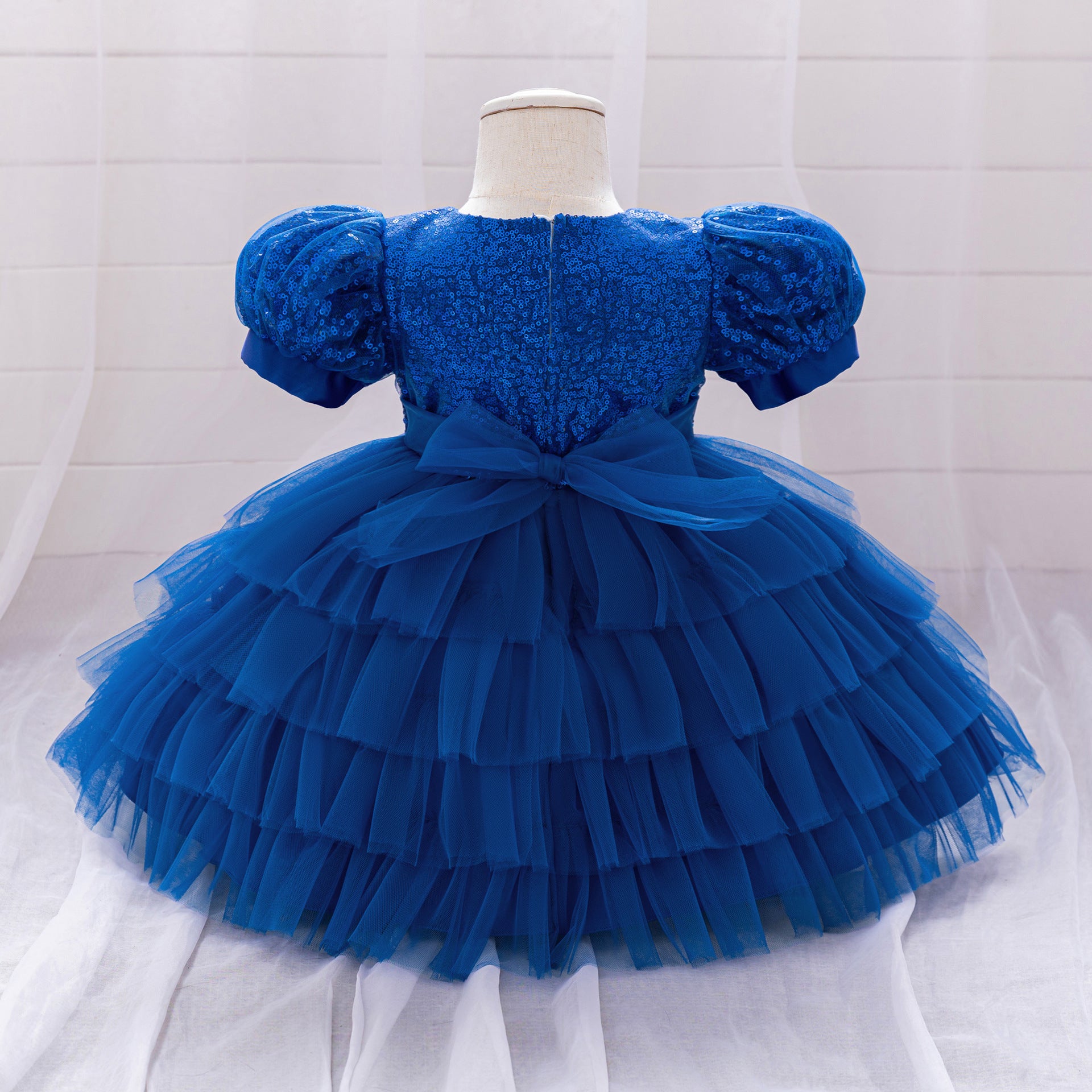 Sequin Princess Ball Gown for Girls – Puffy Sleeve Fairy Dress for Parties & Weddings