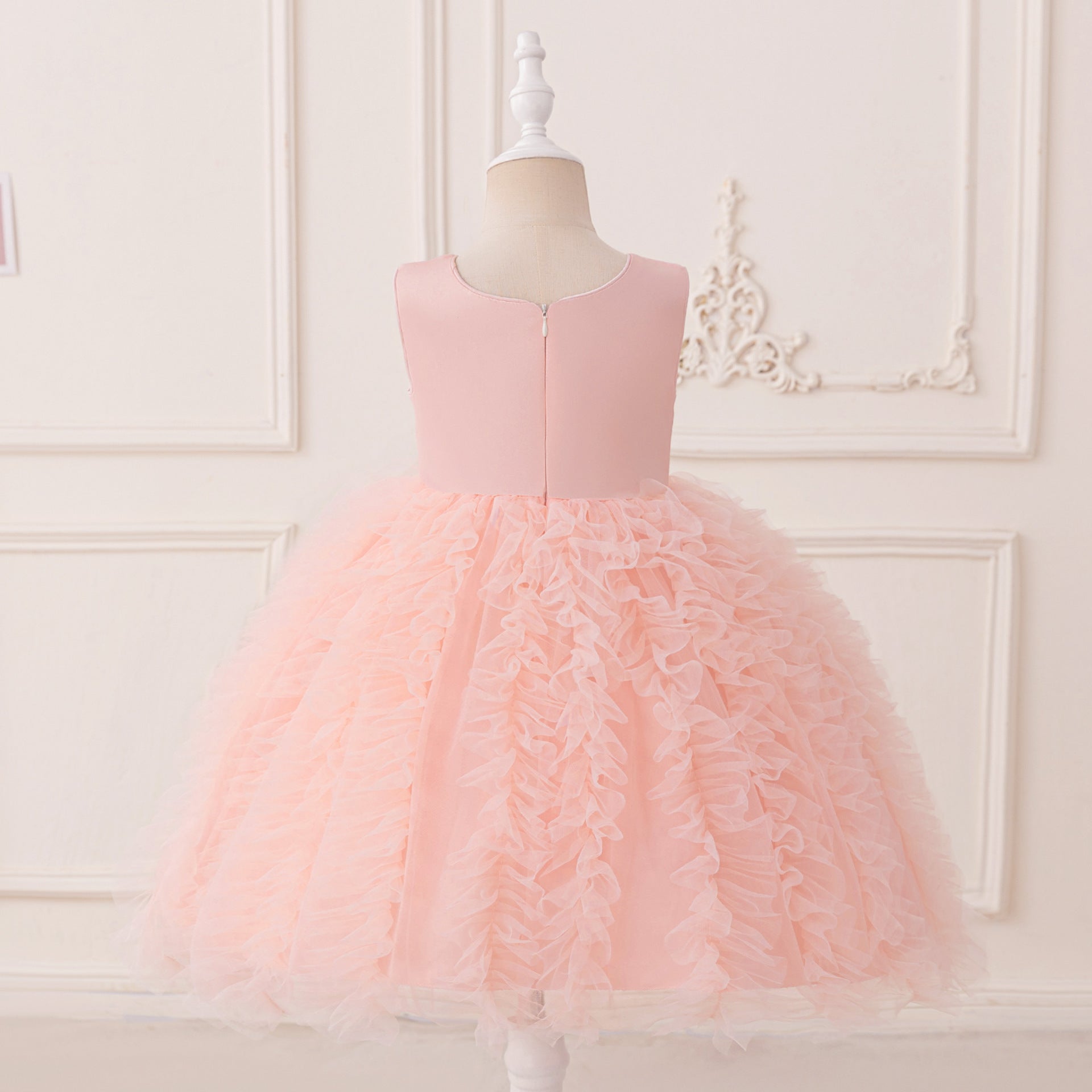 Kids' Sequin Puffy Ball Gown Dress – Tea-Length Flower Girl & Party Wear