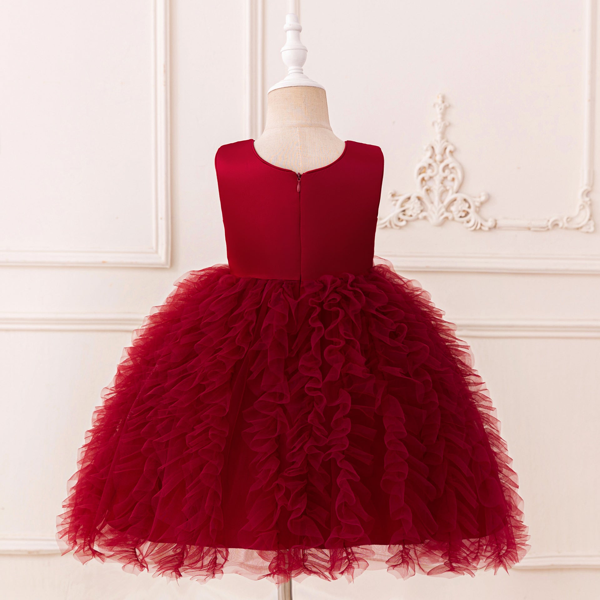 Kids' Sequin Puffy Ball Gown Dress – Tea-Length Flower Girl & Party Wear