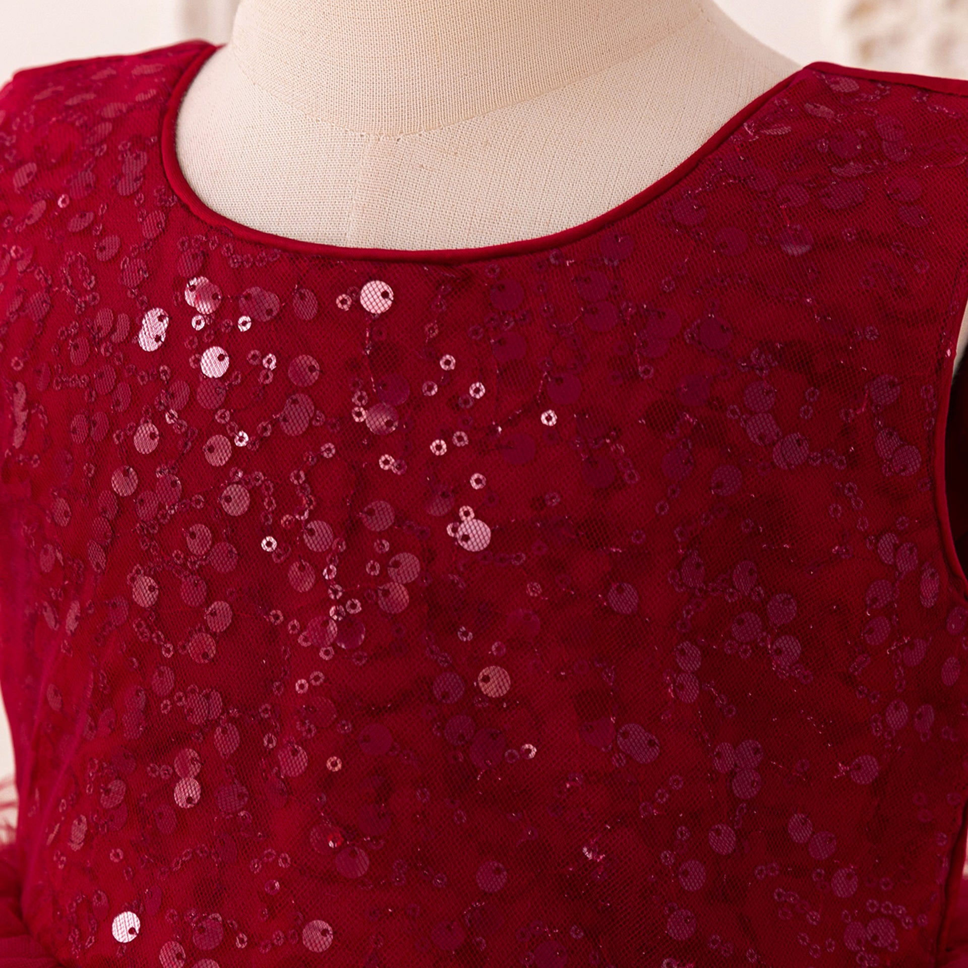 Kids' Sequin Puffy Ball Gown Dress – Tea-Length Flower Girl & Party Wear