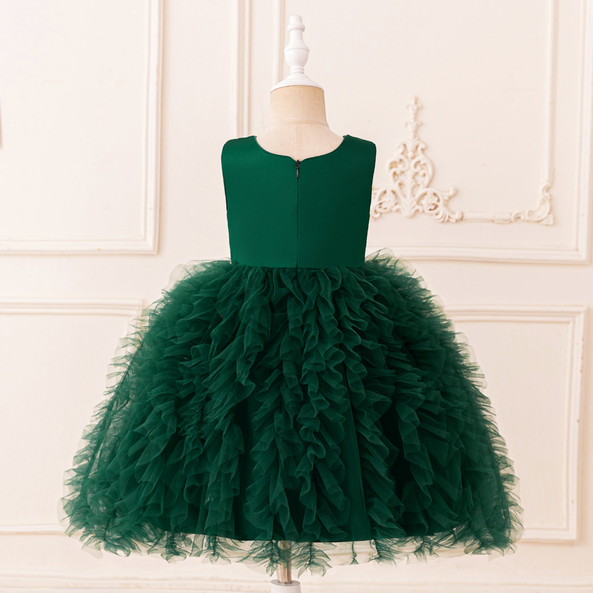 Kids' Sequin Puffy Ball Gown Dress – Tea-Length Flower Girl & Party Wear