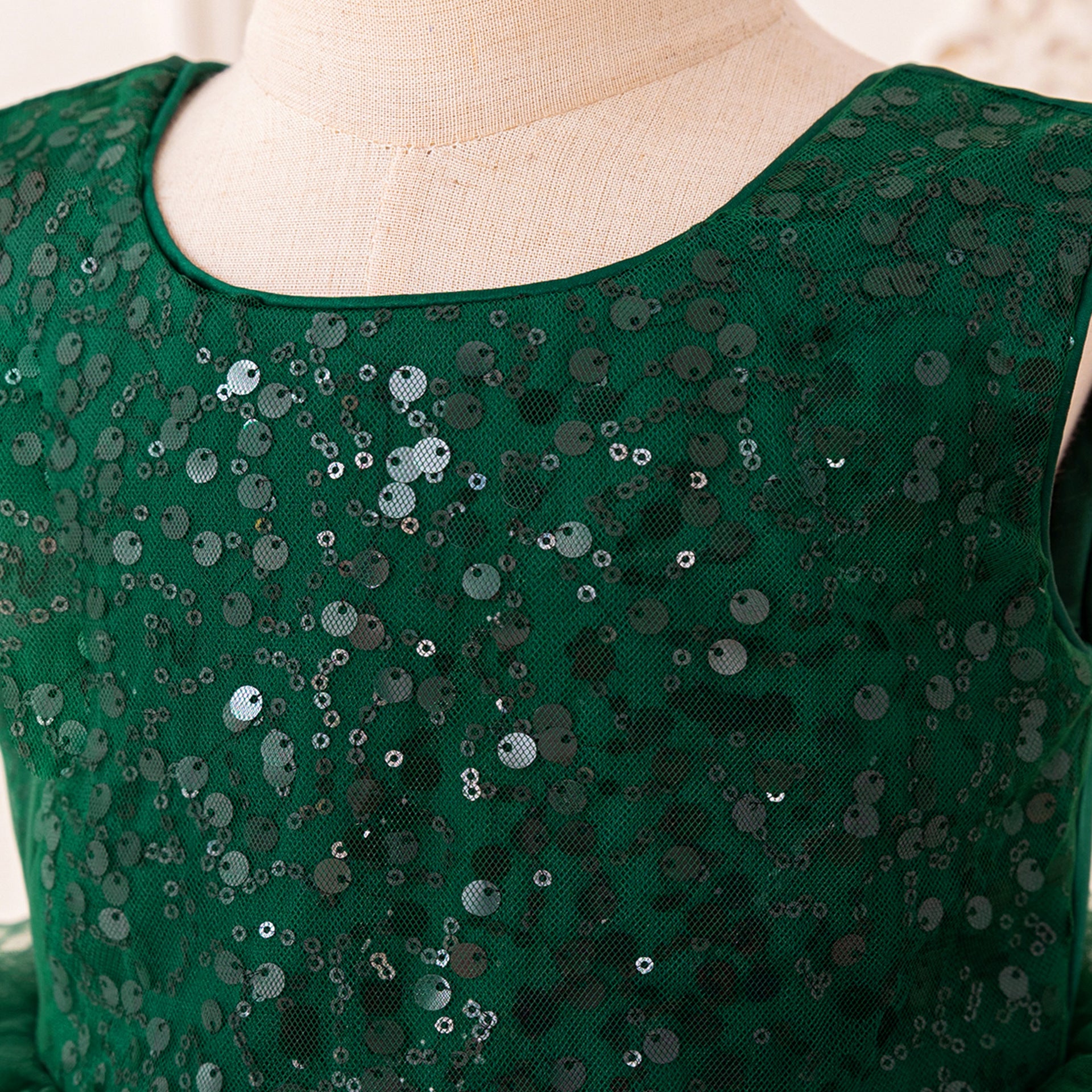 Kids' Sequin Puffy Ball Gown Dress – Tea-Length Flower Girl & Party Wear
