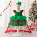 Sequin Tiered Ball Gown Dress for Girls - Sweetheart Neck, Tea Length