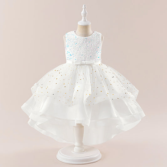 Frocklet Sequin Tulle Princess Ball Gown for Girls | Puffy High-Low Party Dress 35