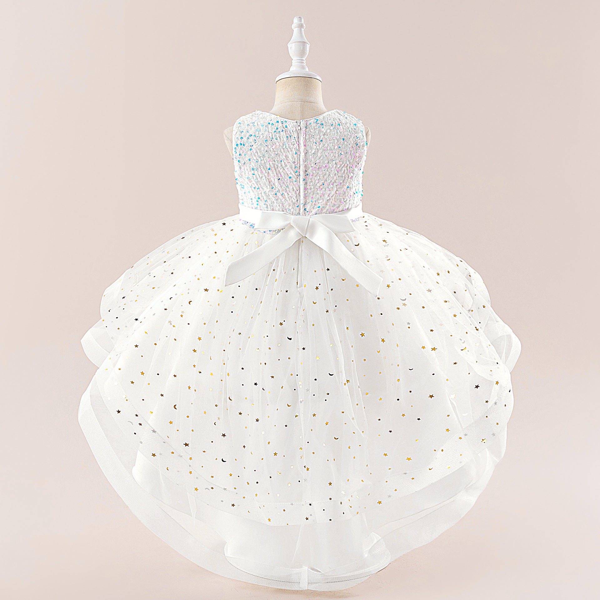 Sequin Tulle Princess Ball Gown for Girls | Puffy High-Low Party Dress