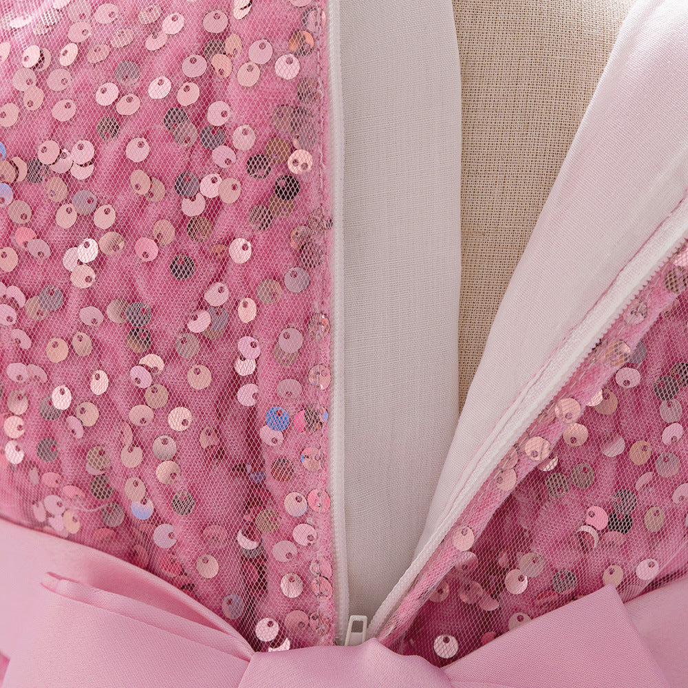 Light Pink Sequin & Tulle Princess Dress for Baby & Toddler Girls – A-Line Tea Length | Party & Wedding