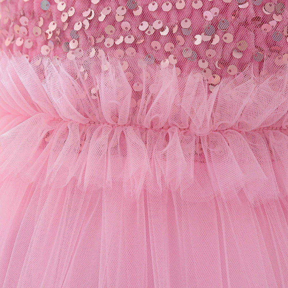 Light Pink Sequin & Tulle Princess Dress for Baby & Toddler Girls – A-Line Tea Length | Party & Wedding
