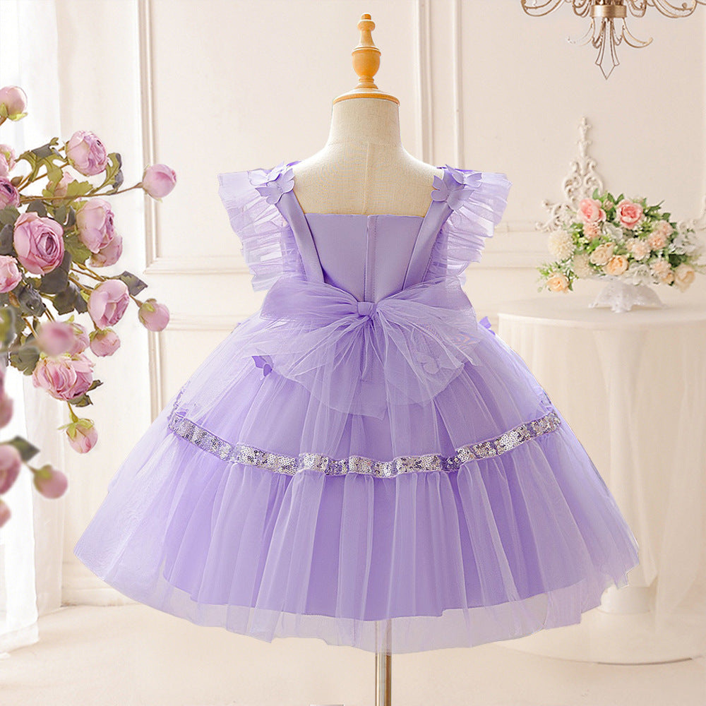 Cute Sequined Tulle A-Line Flower Girl & Party Dress for Kids (Ages 3-10)