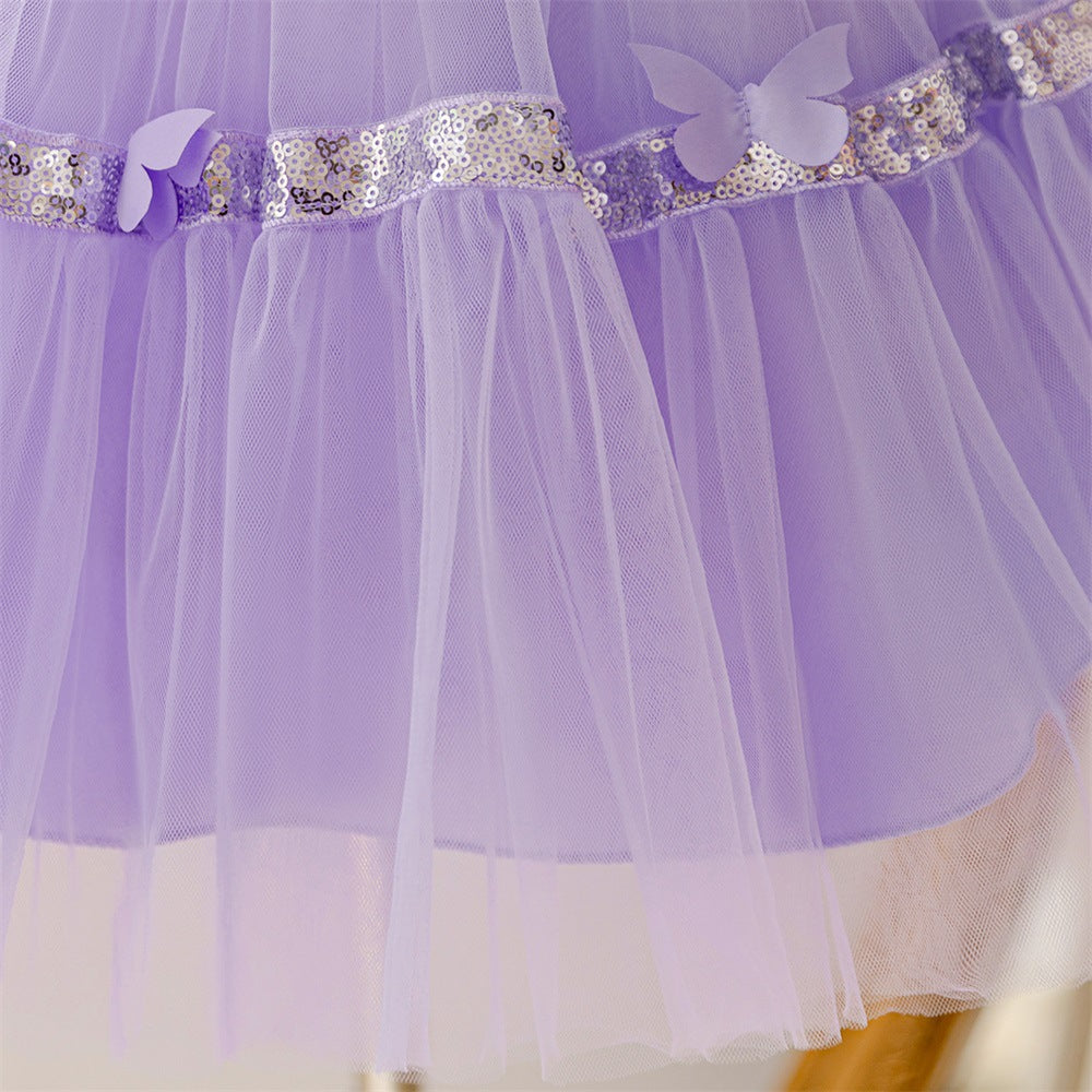 Cute Sequined Tulle A-Line Flower Girl & Party Dress for Kids (Ages 3-10)