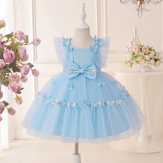 Cute Sequined Tulle A-Line Flower Girl & Party Dress for Kids (Ages 3-10)