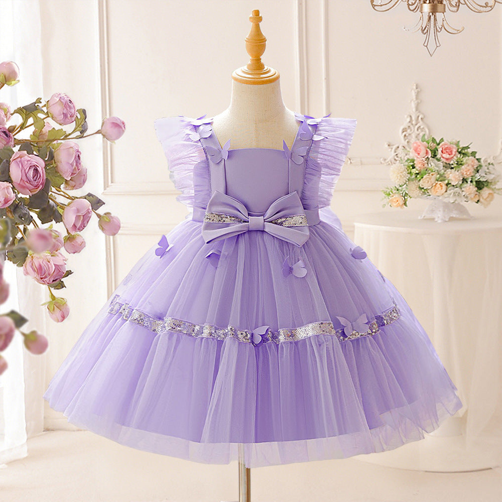 Cute Sequined Tulle A-Line Flower Girl & Party Dress for Kids (Ages 3-10)