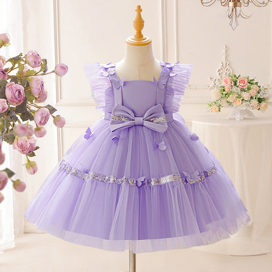 Cute Sequined Tulle A-Line Flower Girl & Party Dress for Kids (Ages 3-10)