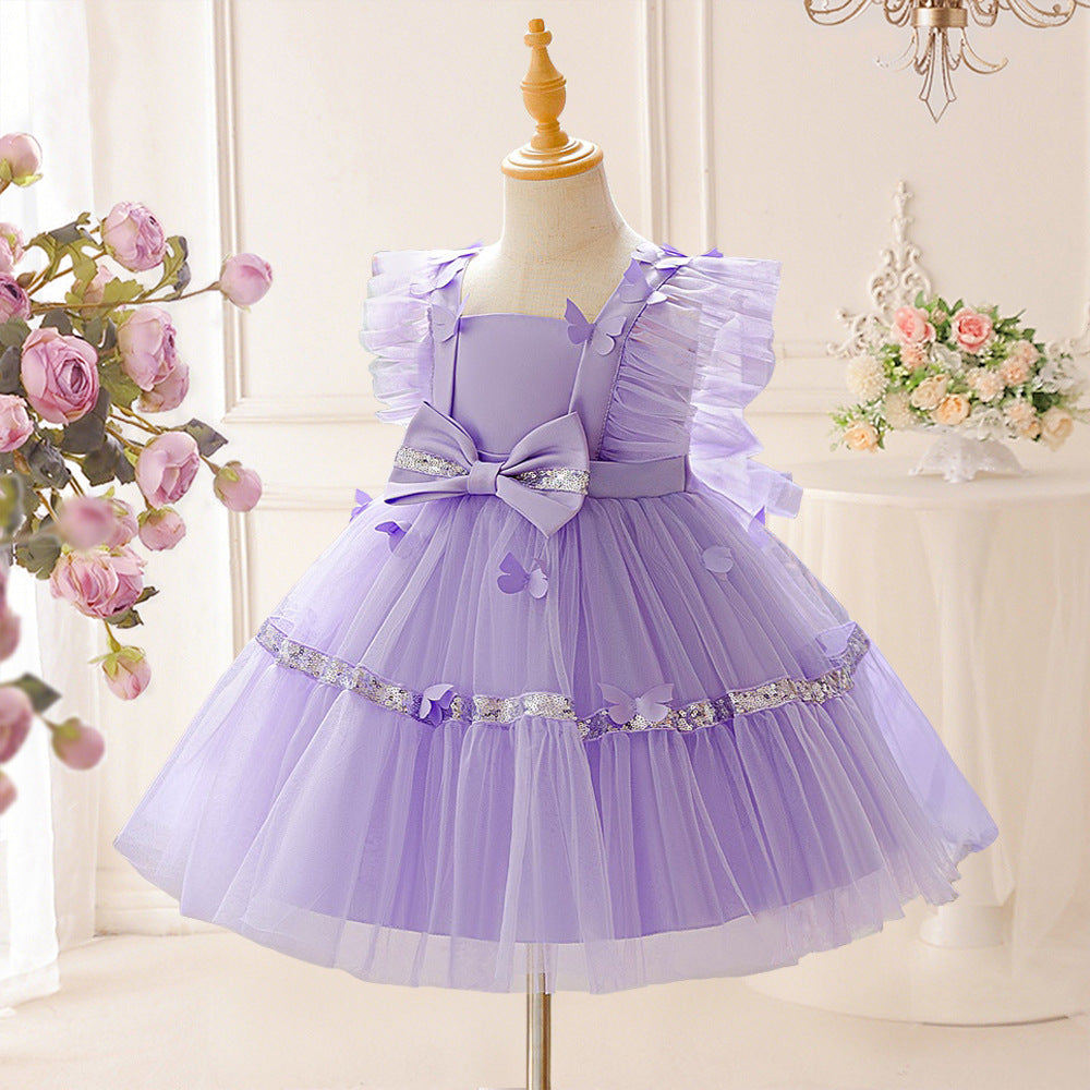 Cute Sequined Tulle A-Line Flower Girl & Party Dress for Kids (Ages 3-10)