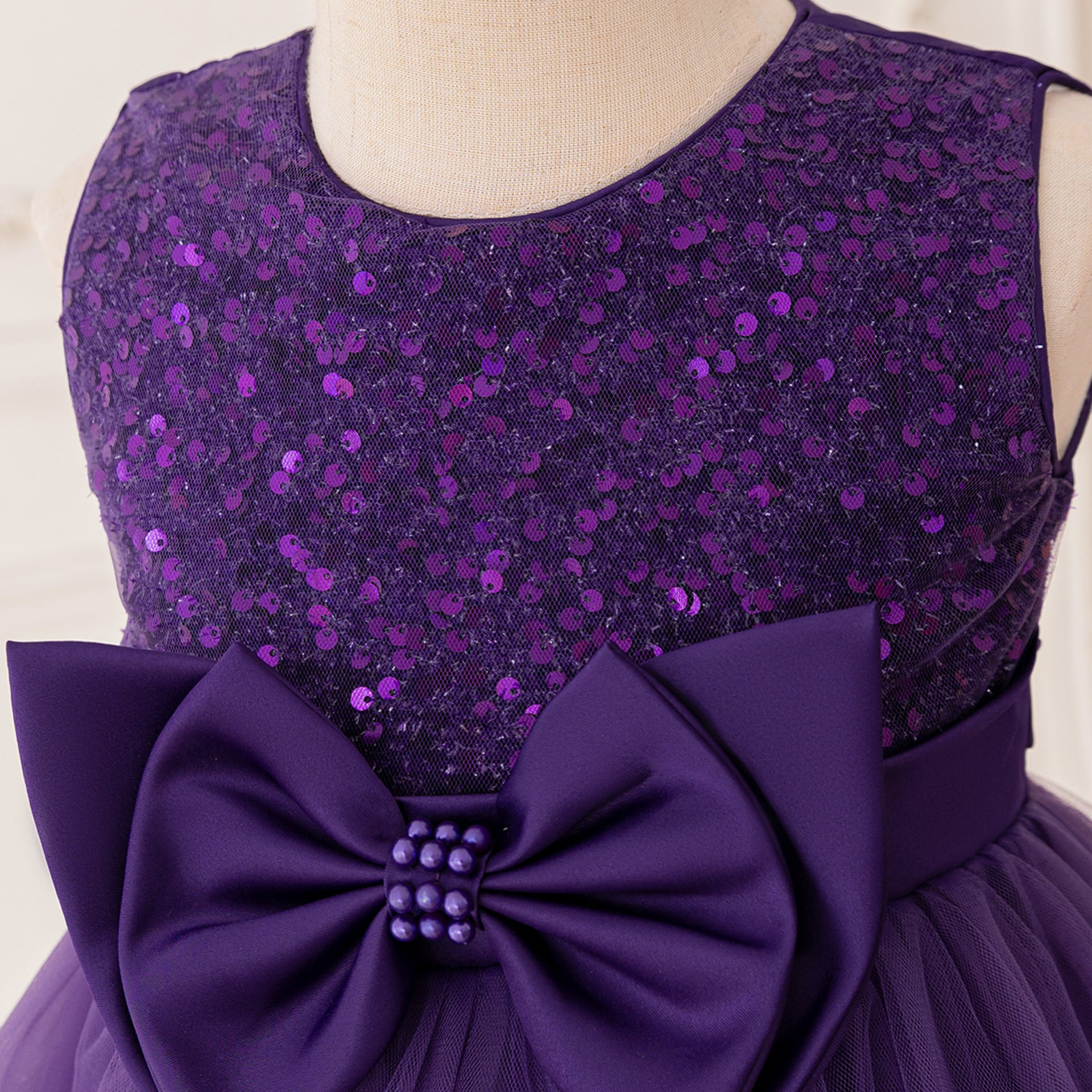 Cute Girl's Tiered Sequin Tulle Dress – Princess Party & Flower Girl Gown