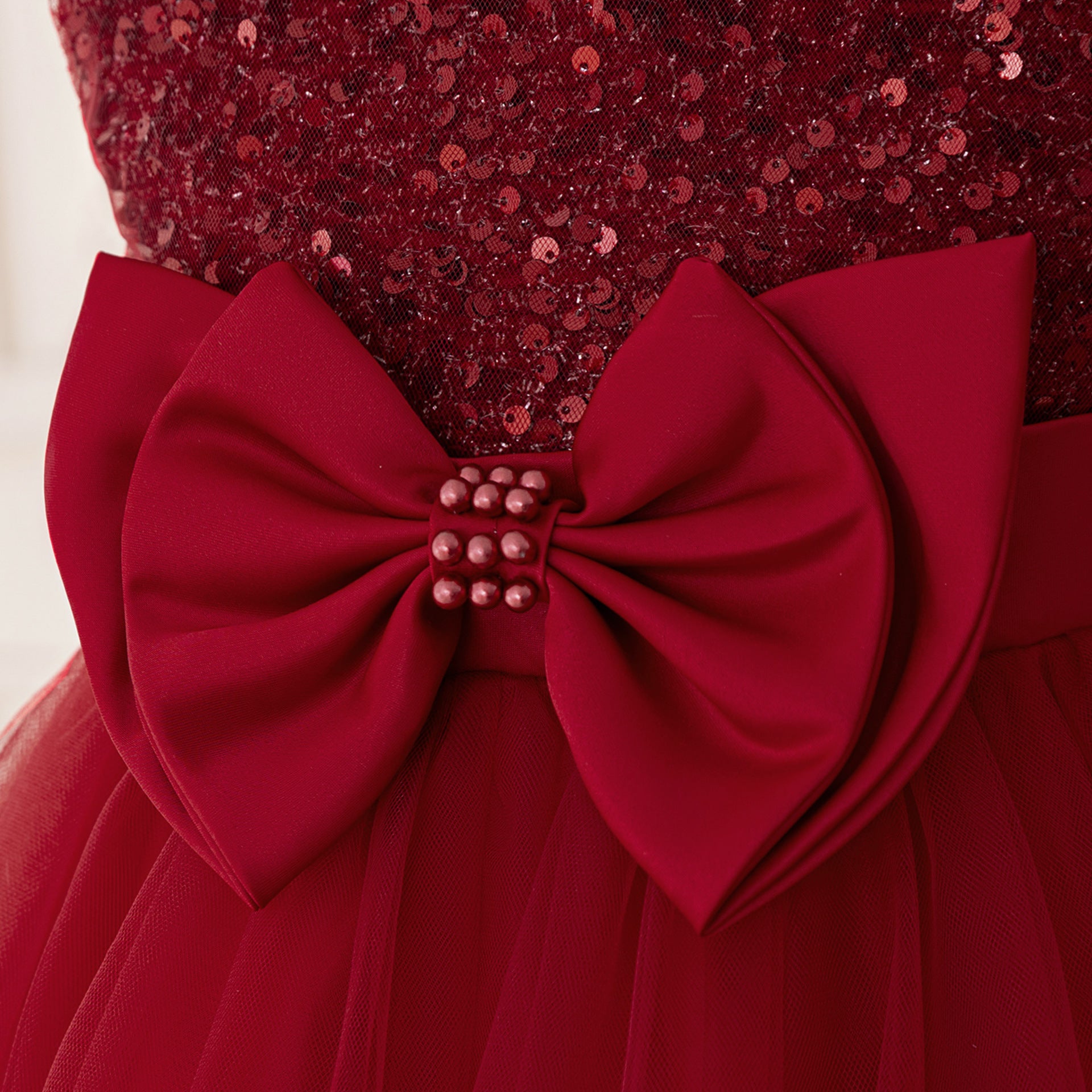Cute Girl's Tiered Sequin Tulle Dress – Princess Party & Flower Girl Gown
