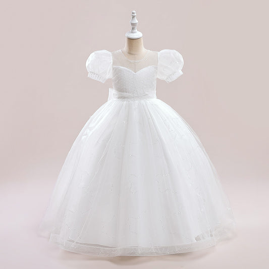 Cute A-Line Sweetheart Maxi Tulle Dress for Girls | Flower Girl & Party Gown