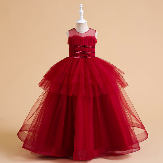 Sweetheart Neck A-Line Ruffled Tulle Maxi Dress for Party & Flower Girl | Girls 4-13Y