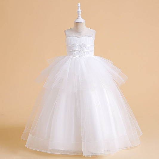 Sweetheart Neck A-Line Ruffled Tulle Maxi Dress for Party & Flower Girl | Girls 4-13Y