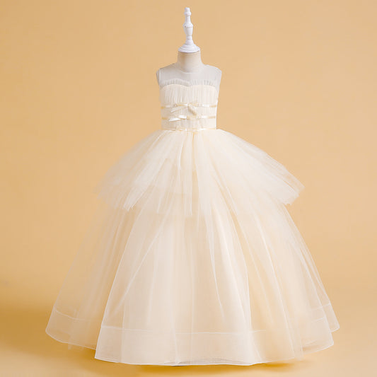Sweetheart Neck A-Line Ruffled Tulle Maxi Dress for Party & Flower Girl | Girls 4-13Y
