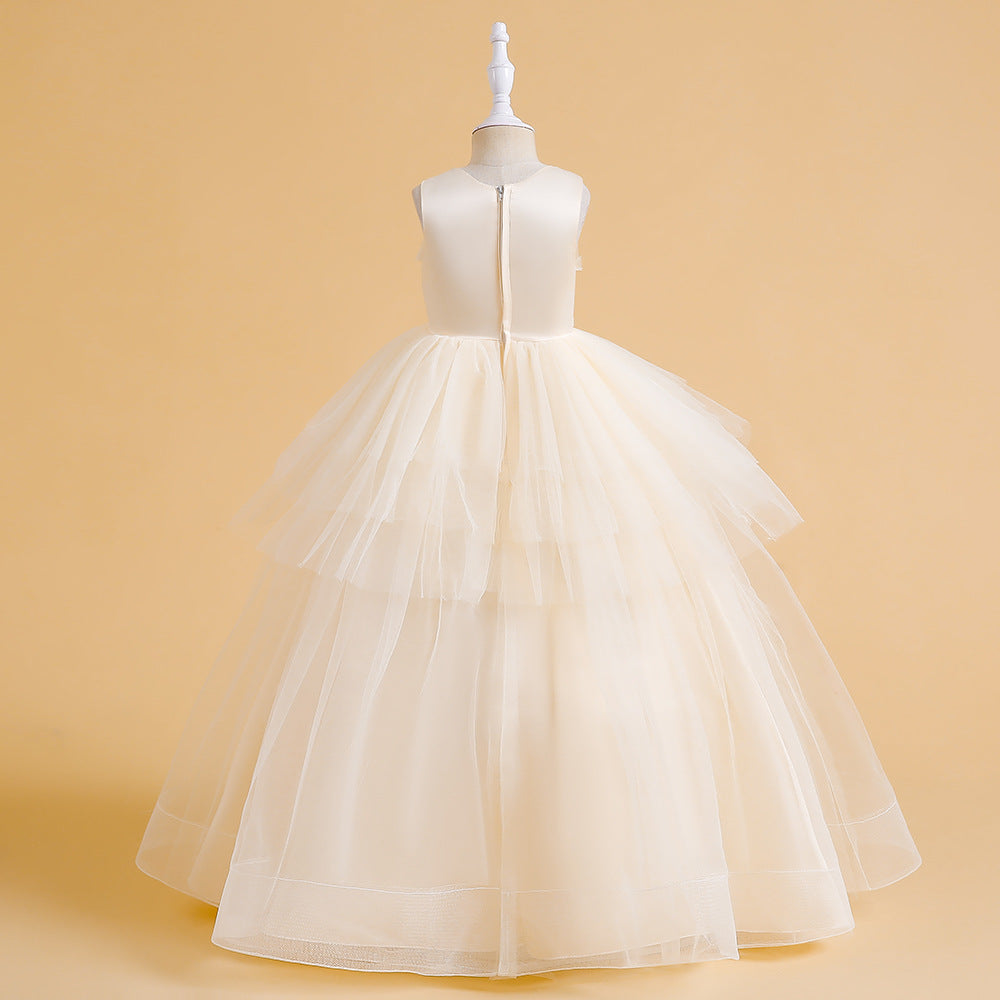 Sweetheart Neck A-Line Ruffled Tulle Maxi Dress for Party & Flower Girl | Girls 4-13Y