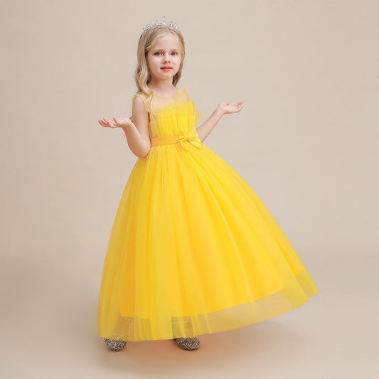 Sweetheart Neck Tulle Princess Dress for Girls with Bowknot | Maxi A-Line Gown