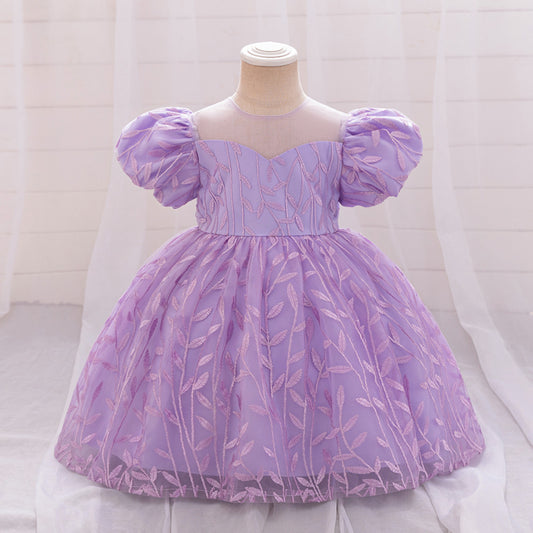 Embroidered Tulle Ball Gown for Girls | Cute & Puffy Sweetheart Neck Dress