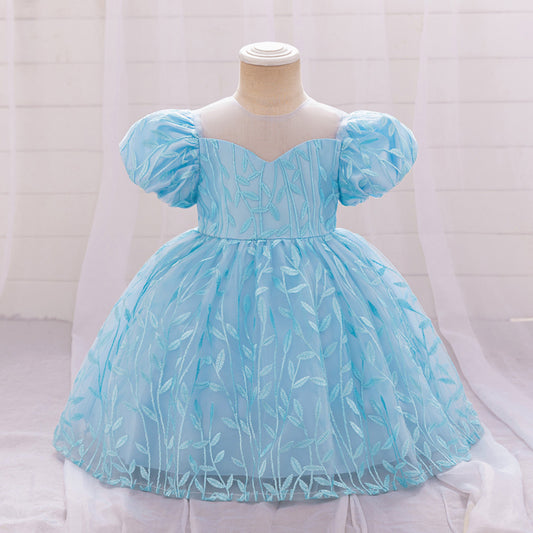 Embroidered Tulle Ball Gown for Girls | Cute & Puffy Sweetheart Neck Dress