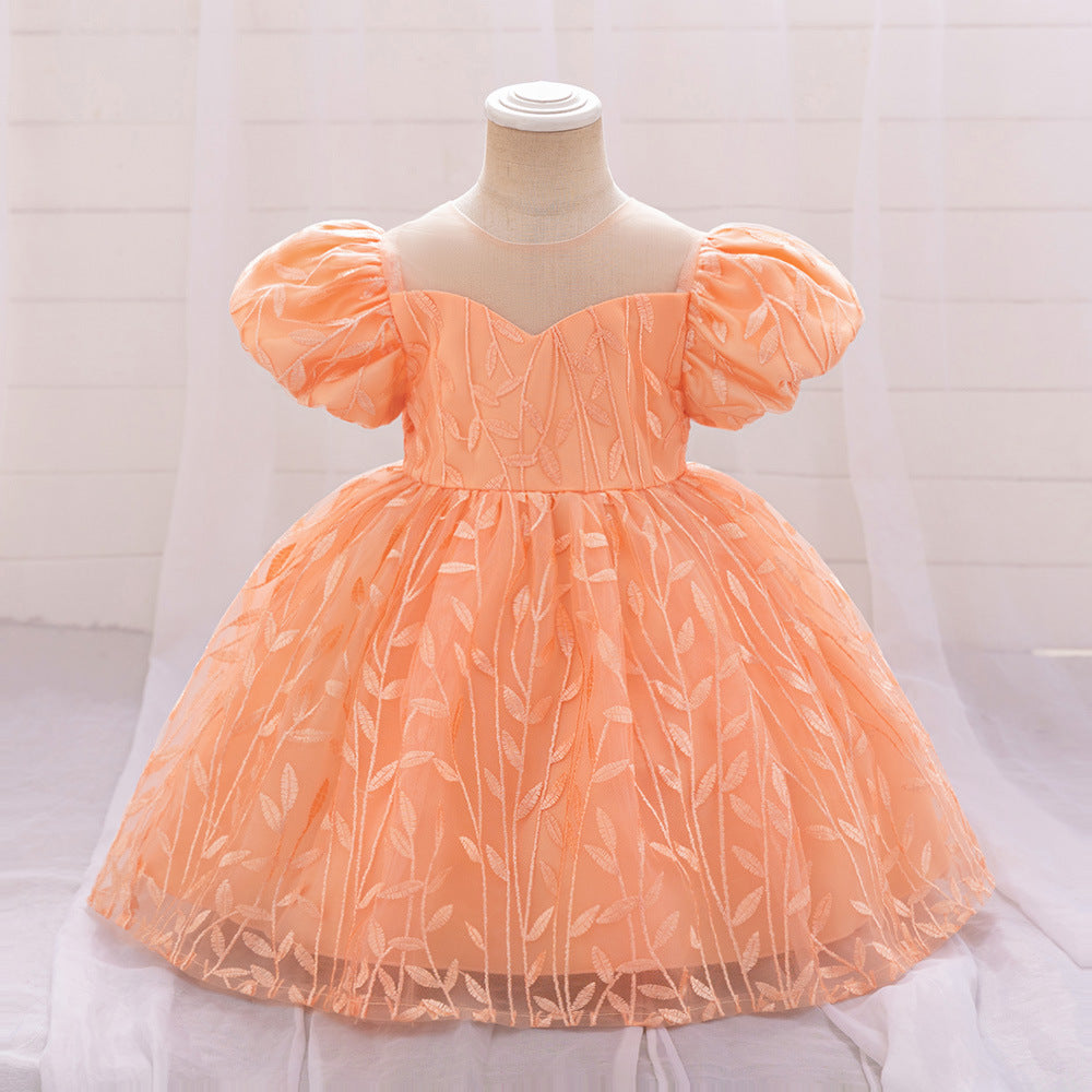 Embroidered Tulle Ball Gown for Girls | Cute & Puffy Sweetheart Neck Dress