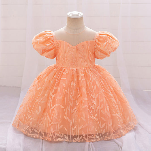 Embroidered Tulle Ball Gown for Girls | Cute & Puffy Sweetheart Neck Dress
