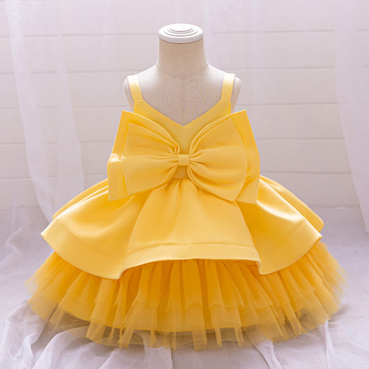 Puffy Bowknot Ball Gown Dress for Babies – Sweetheart Neck Princess Outfit