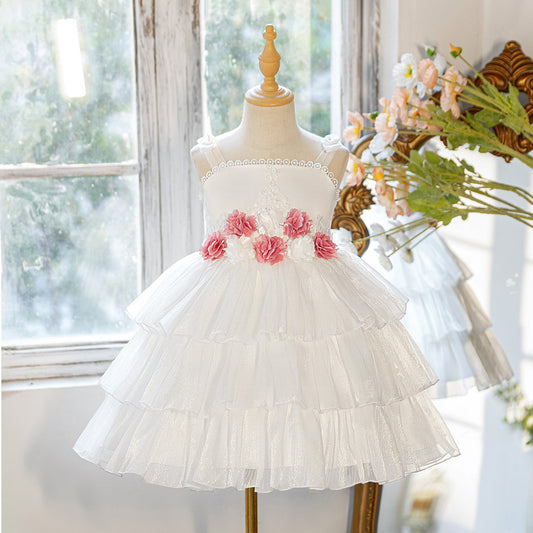 Puffy Sweetheart Flower Girl Dress White | Kids Party Princess Gown