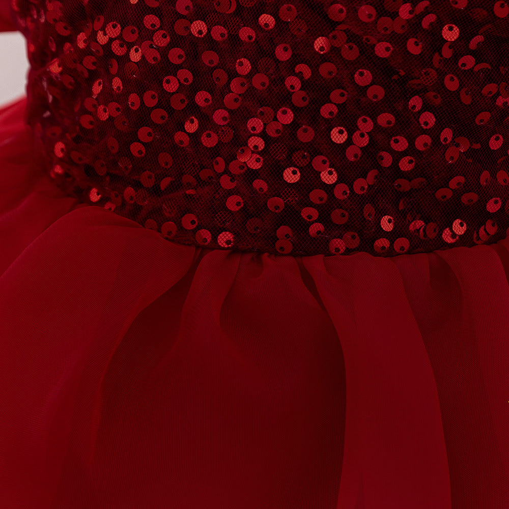 Puffy Sequin Ball Gown Dress for Girls | Sweetheart Neck, Tiered Tulle Skirt