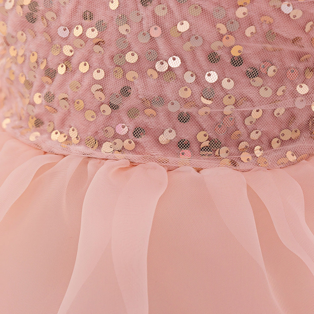 Puffy Sequin Ball Gown Dress for Girls | Sweetheart Neck, Tiered Tulle Skirt