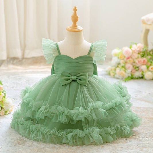 Puffy Tulle Ball Gown Baby Dress – Tiered Skirt & Bow | Party & Flower Girl Outfit