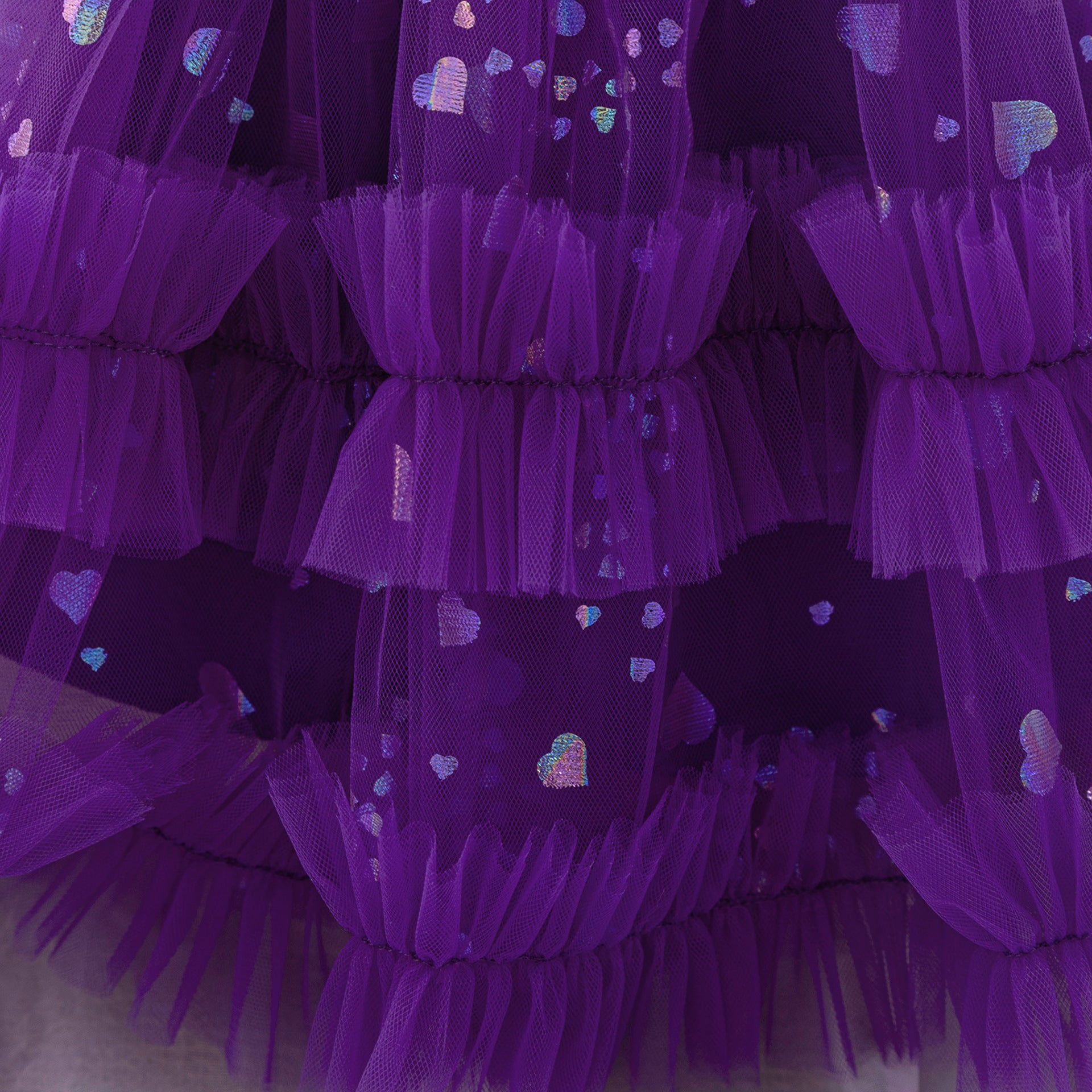 Tea Length Puffy Tulle Dress for Girls, Bow & Sequin Flower Girl Outfit