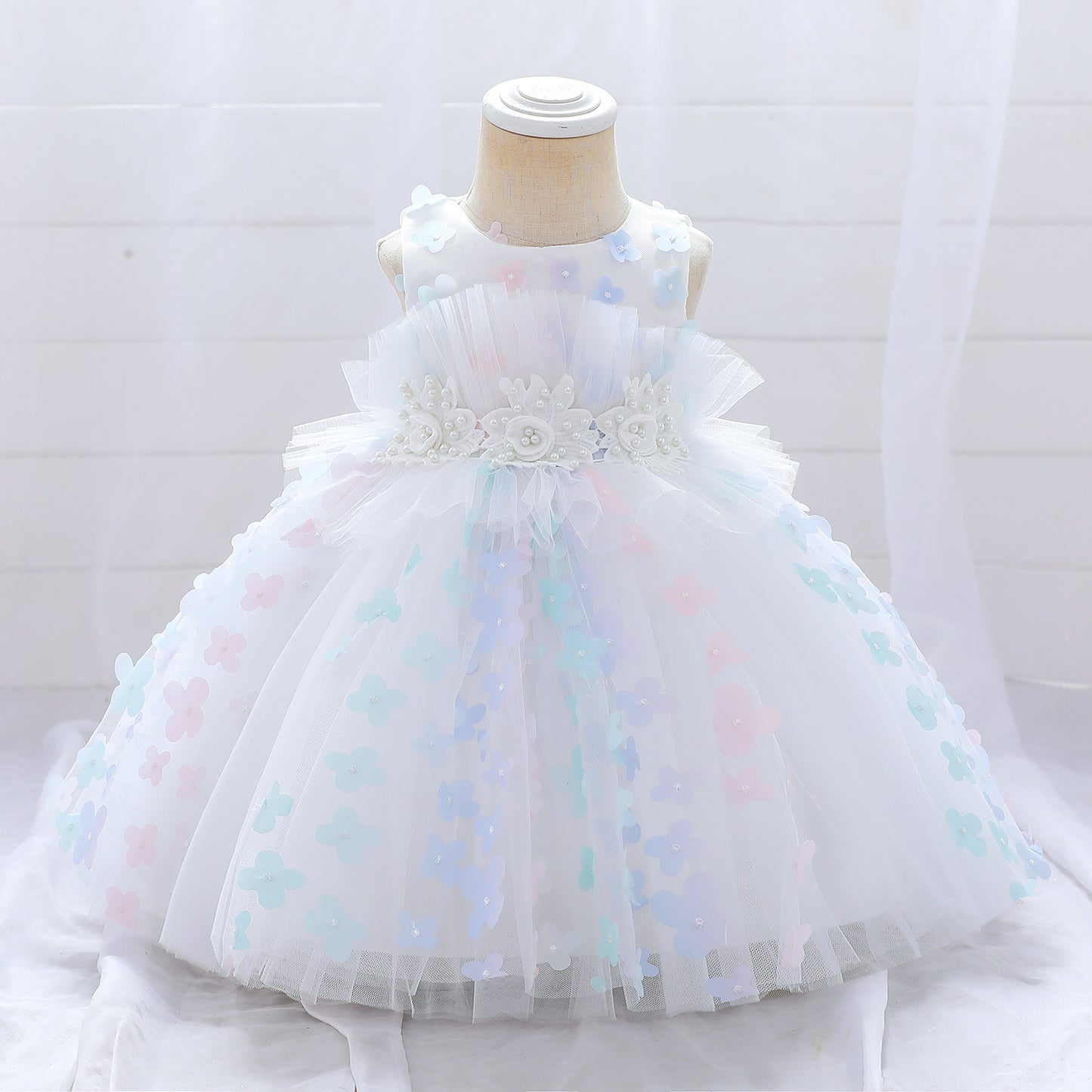 Cute Puffy Tulle Princess Dress for Girls – Tea-Length Ball Gown for Parties & Weddings