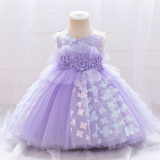 Cute Puffy Tulle Princess Dress for Girls – Tea-Length Ball Gown for Parties & Weddings