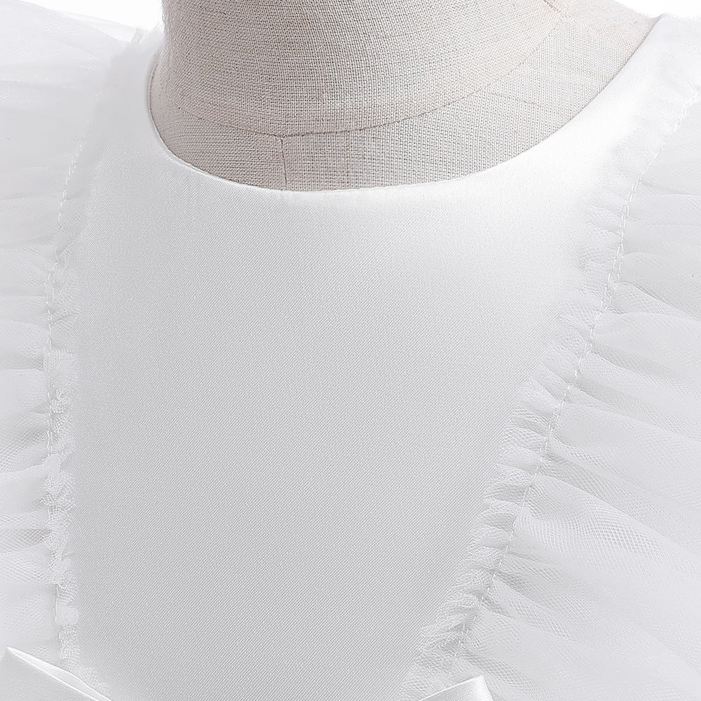 Cute Tiered Tulle A-Line Dress for Girls | Tea Length Flower Girl Party Gown