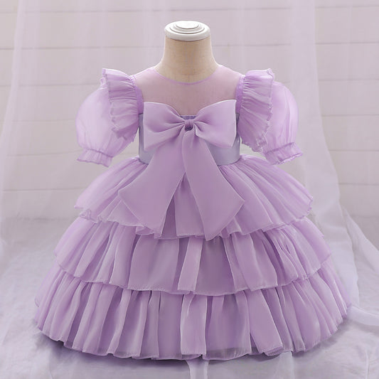 Cute Tiered Tulle Bowknot Princess Dress for Baby Girls | Party & Flower Girl Outfit